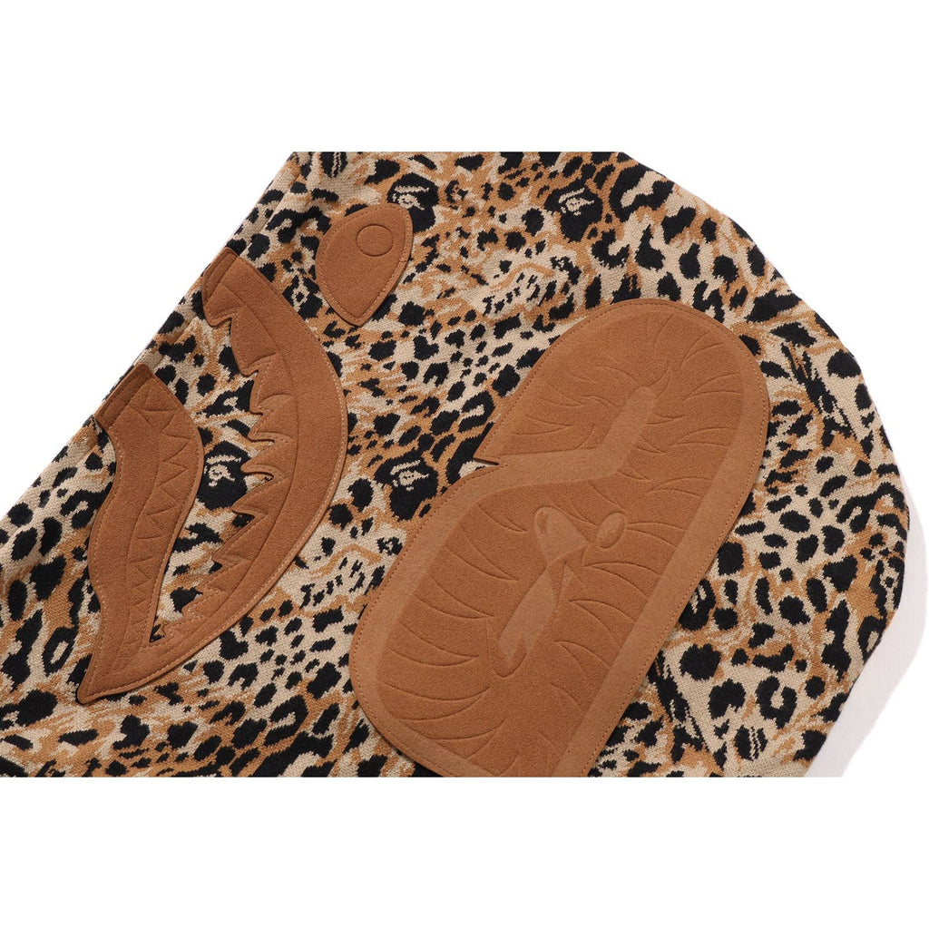 WILD LEOPARD PATTERN SHARK RELAXED FIT FULL ZIP HOODIE MENS